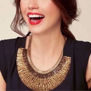 Stella & Dot Radiant Gold and Brown Statement Necklace